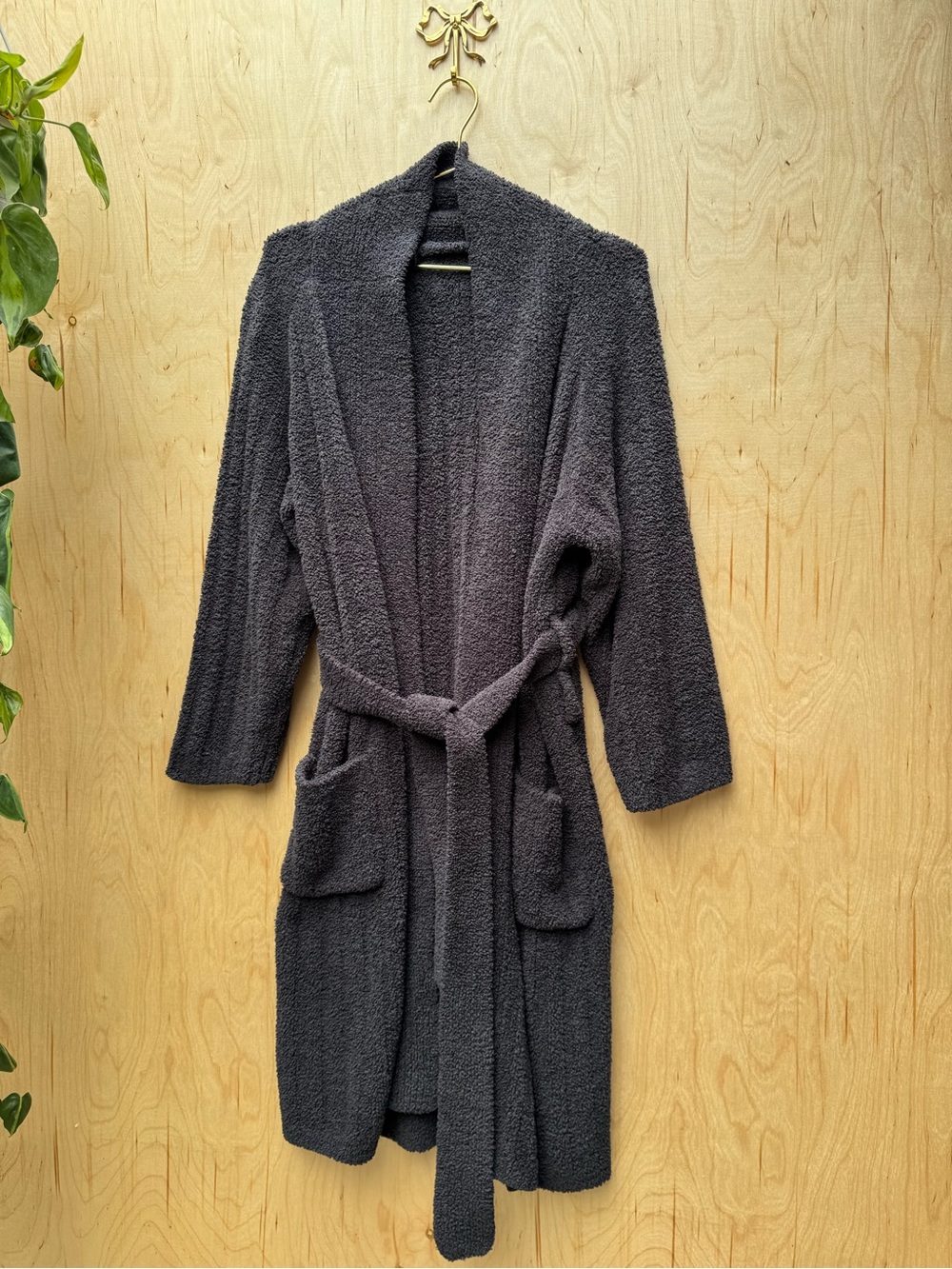 POTTERY BARN Cozy Ribbed Robe Gray S - Picture 4 of 8